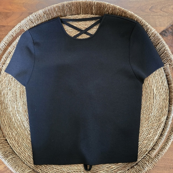 Alice & Olivia Short Sleeve Top with Strappy Back - Picture 1 of 4